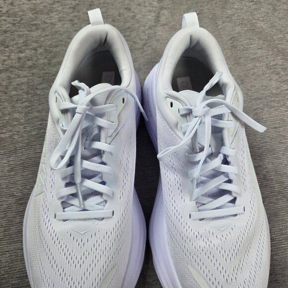 Hoka Bondi 8 Womens Running Shoes Size 8.5 Triple White Neutral Hot Girl Walk - Picture 3 of 11